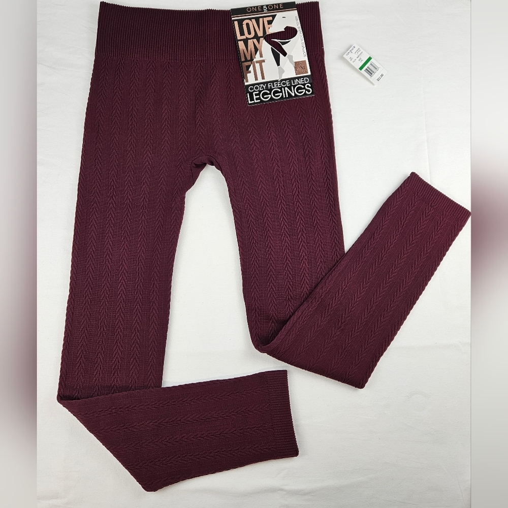 Love My Fit Burgundy Cozy Fleece Leggings Womens L/XL NWT